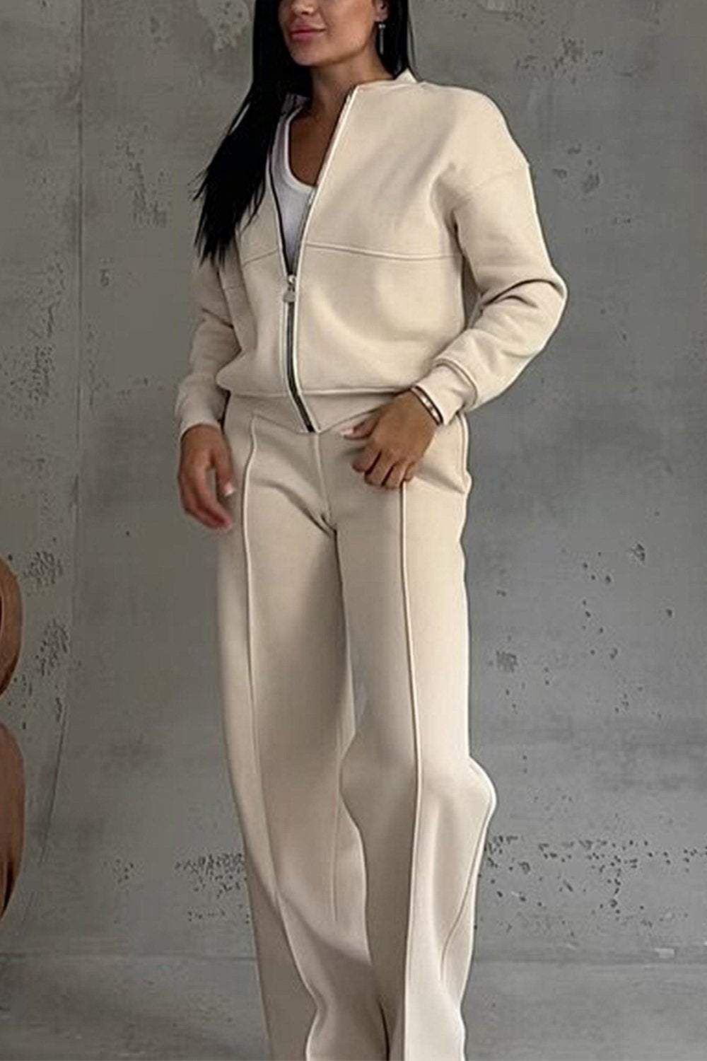 Ensemble jogging femme, sweat zippé oversize et pantalon