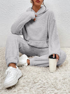 Ensemble sweat à capuche et jogging femme, coupe ample, gris