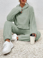 Ensemble sweat à capuche et jogging femme, coupe ample, vert clair
