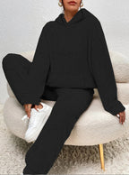 Ensemble sweat à capuche et jogging femme, coupe ample, noir