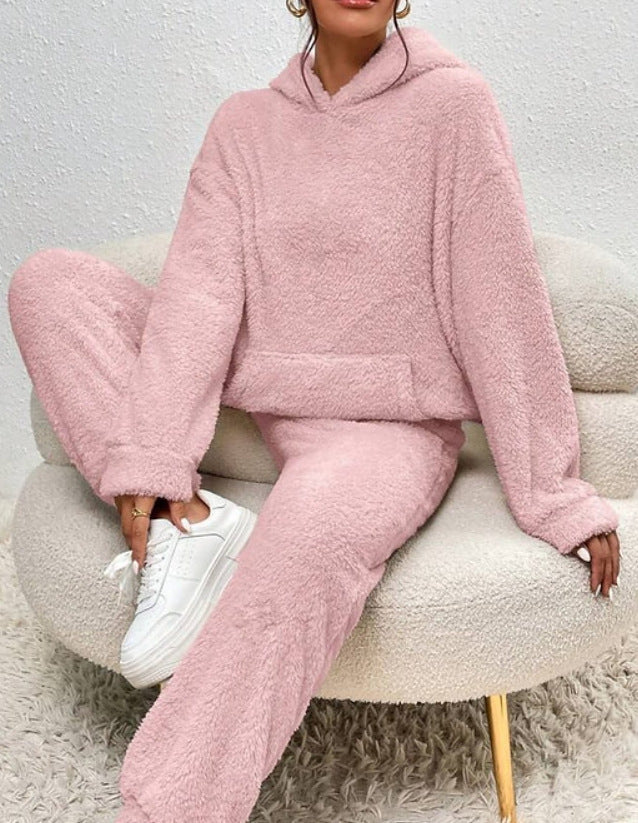 Ensemble sweat à capuche et jogging femme, coupe ample, rose