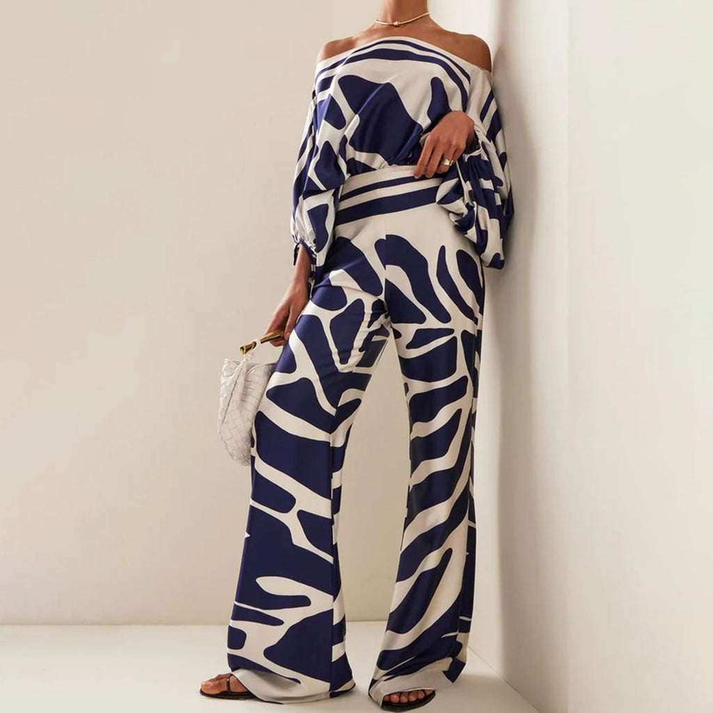 Ensemble pantalon large femme à motif effet 3D, six coloris