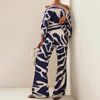 Ensemble pantalon large femme à motif effet 3D, six coloris