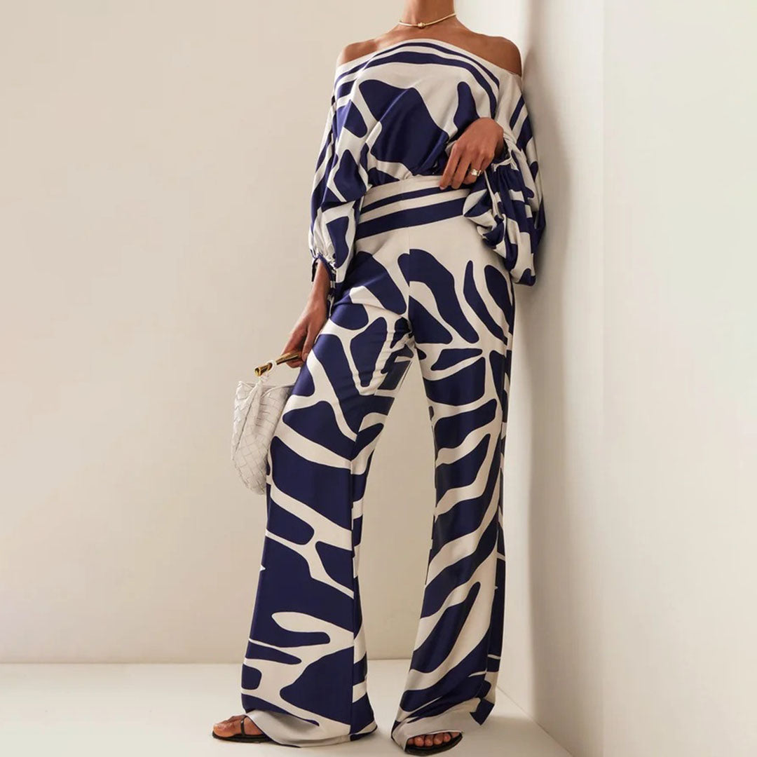 Ensemble pantalon large femme à motif effet 3D, six coloris