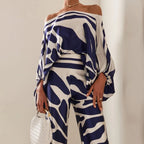 Ensemble pantalon large femme à motif effet 3D, six coloris
