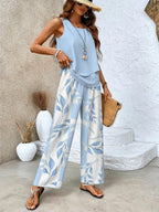 Ensemble femme haut à fleurs et pantalon assorti, six coloris