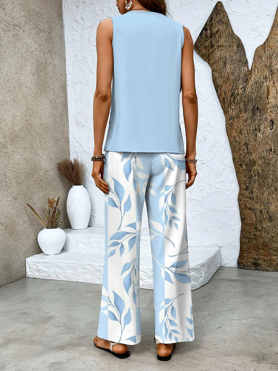 Ensemble femme haut fleuri et pantalon, du XS au 3XL