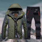 Ensemble veste et pantalon imperméable homme pour l'hiver, vert armée