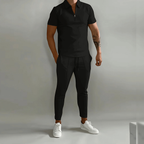 Ensemble homme deux pièces en coton et polyester, cinq coloris, noir