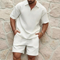 Ensemble polo et short homme, taille élastique, six coloris, blanc