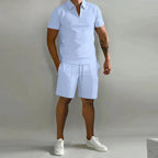 Ensemble deux pièces homme coordonné, six coloris, du S au 3XL, bleu clair