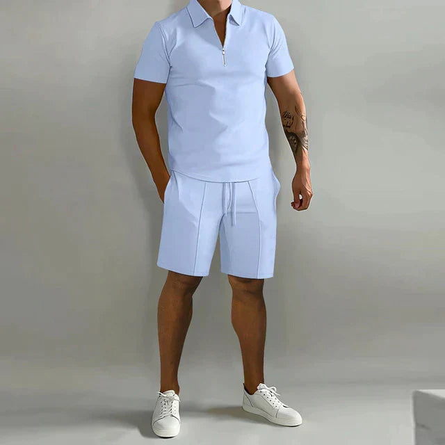 Ensemble deux pièces homme coordonné, six coloris, du S au 3XL, bleu clair