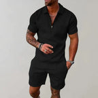 Ensemble d'été homme en coton et lin, du XS au 4XL, noir