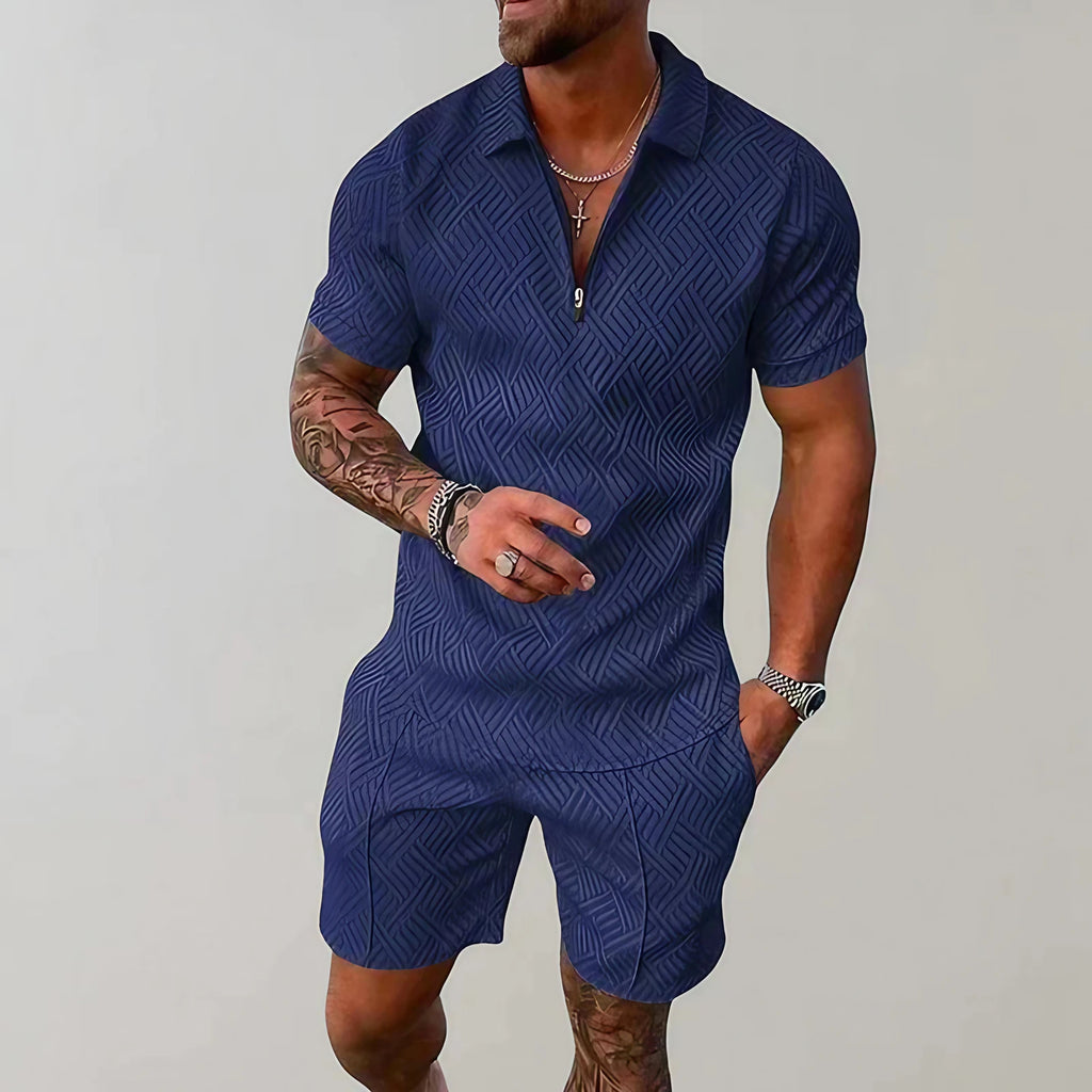 Ensemble d'été homme en coton et lin, du XS au 4XL, bleu
