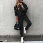 Ensemble jogging femme, haut et pantalon assortis, du XS au 3XL, noir