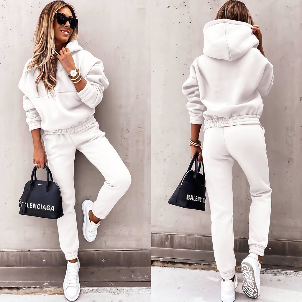 Ensemble jogging femme, haut et pantalon assortis, du XS au 3XL, blanc