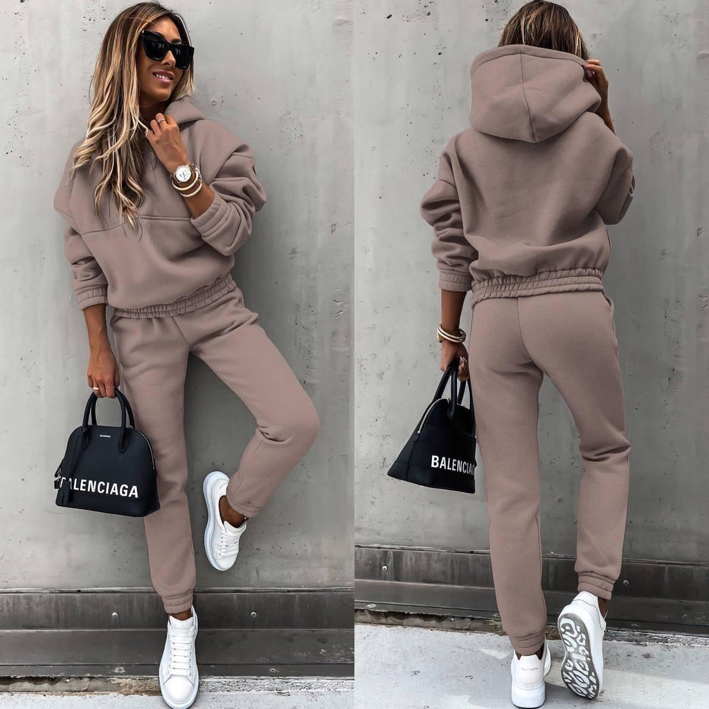 Ensemble jogging femme, haut et pantalon assortis, du XS au 3XL, marron