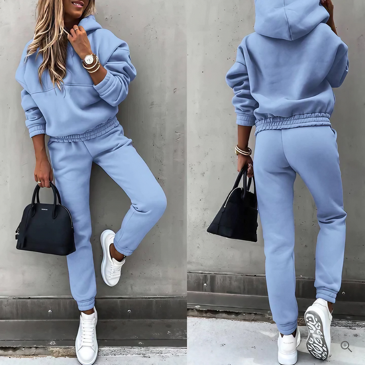 Ensemble jogging femme, taille et poignets élastiques, bleu