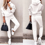 Ensemble jogging femme, taille et poignets élastiques, blanc