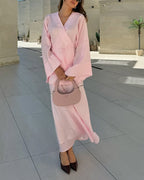 Ensemble femme tunique croisée et jupe longue fluide