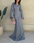 Ensemble femme tunique croisée et jupe longue fluide