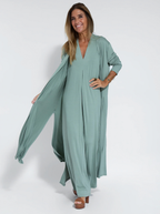 Ensemble femme robe longue et veste légère, ou robe seule, ensemble, turquoise