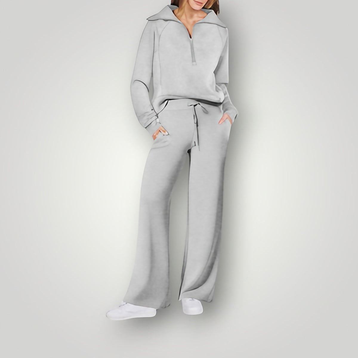 Ensemble sweat oversize et jogging femme, du XS au 3XL, gris clair