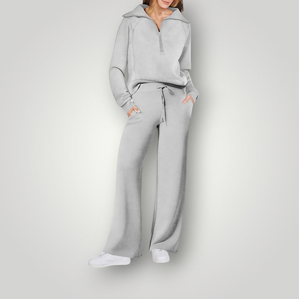 Ensemble détente femme, sweat et pantalon assortis, six coloris, gris clair