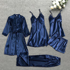 Pyjama femme deux pièces, pantalon à taille élastique, six coloris, bleu foncé