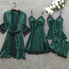 Pyjama femme deux pièces, pantalon à taille élastique, six coloris, vert
