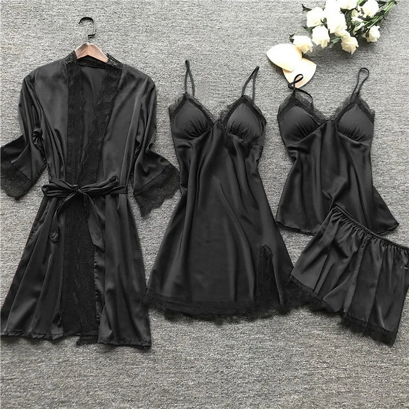 Pyjama femme deux pièces, pantalon à taille élastique, six coloris, noir