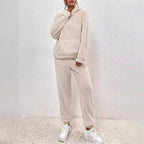 Pyjama polaire femme, haut à capuche et pantalon ample