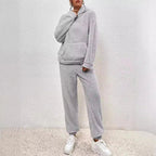 Pyjama polaire femme, haut à capuche et pantalon ample