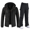 Ensemble de ski homme, veste et pantalon imperméables coupe-vent, noir