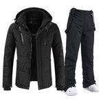 Ensemble de ski homme, veste et pantalon imperméables coupe-vent, noir