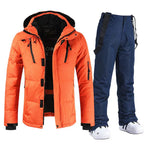 Ensemble de ski homme, veste et pantalon imperméables coupe-vent, orange