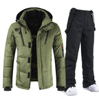 Ensemble de ski homme, veste et pantalon imperméables coupe-vent, vert