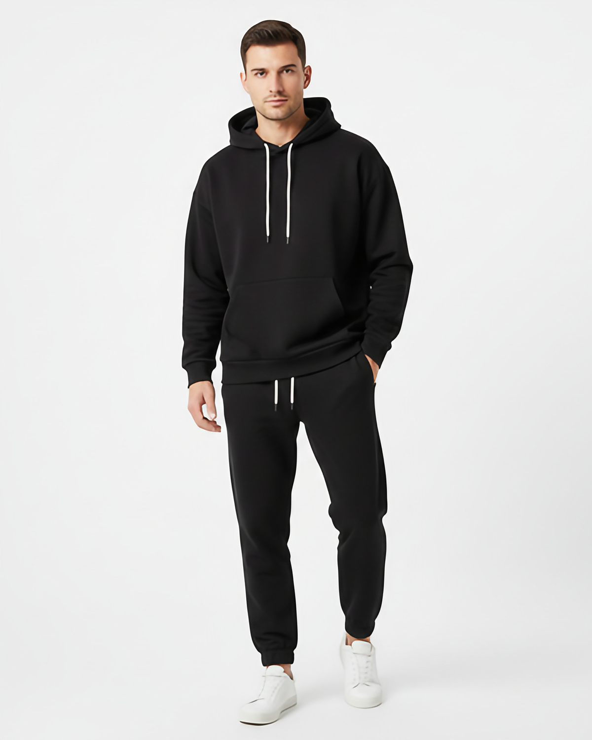 Ensemble jogging homme, sweat à capuche et pantalon, du XS au 4XL, noir