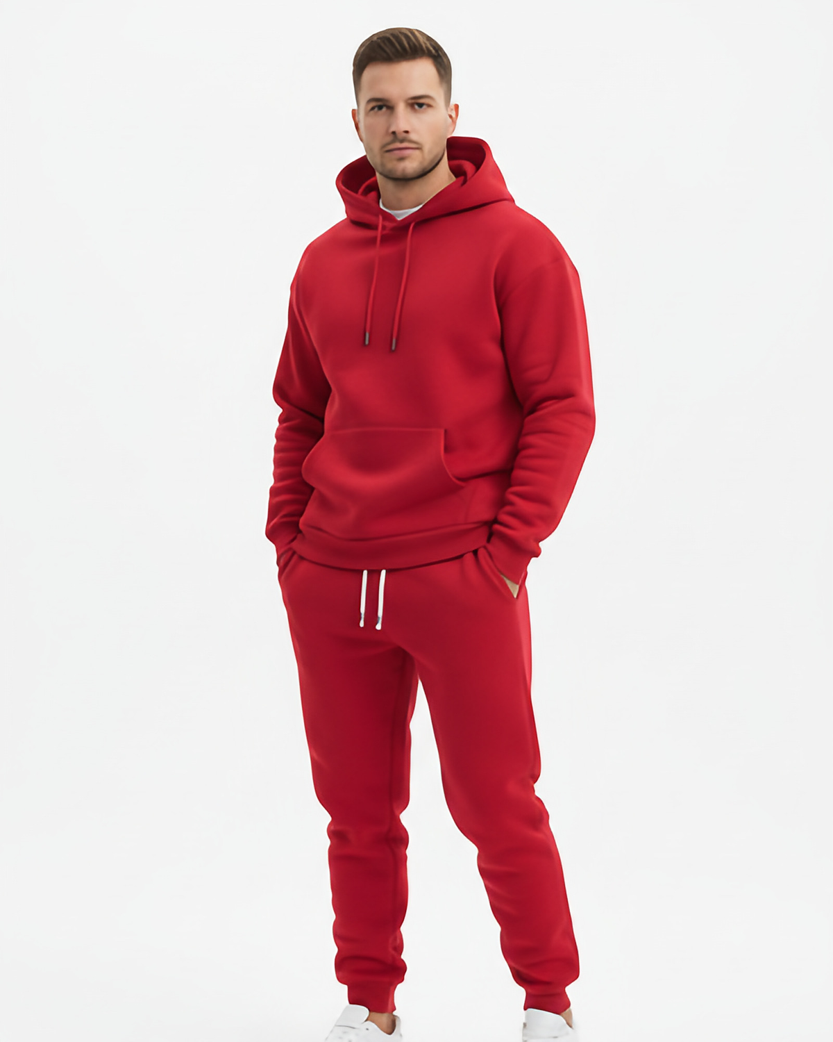 Ensemble jogging homme, sweat à capuche et pantalon, du XS au 4XL, rouge