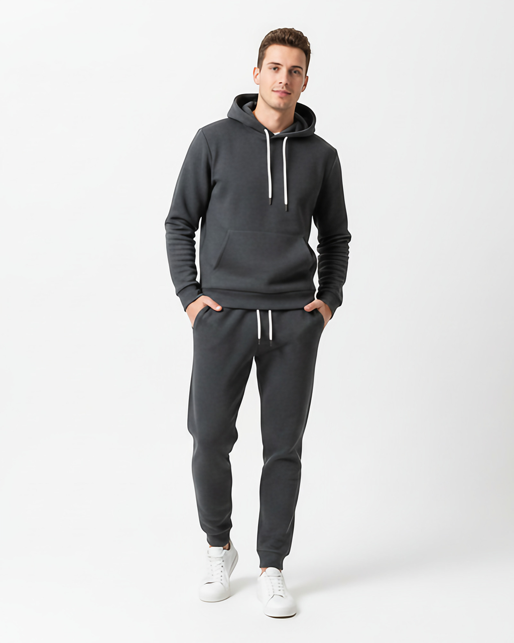 Ensemble jogging homme, sweat à capuche et pantalon, du XS au 4XL, gris foncé