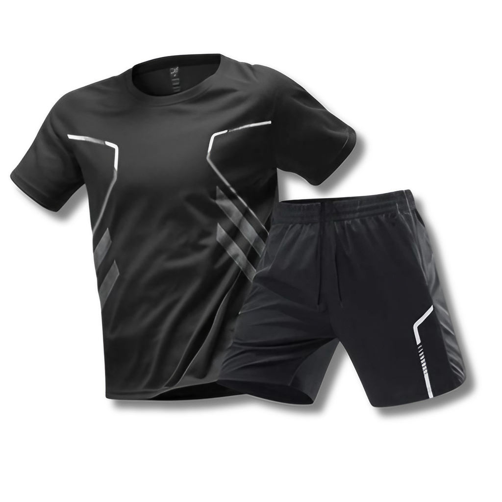 Ensemble de sport homme t-shirt et short, padel et tennis, noir
