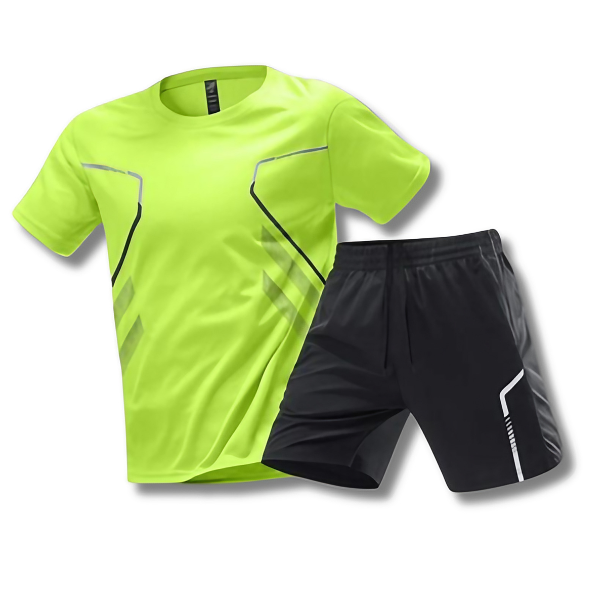 Ensemble de sport homme t-shirt et short, padel et tennis, jaune fluo