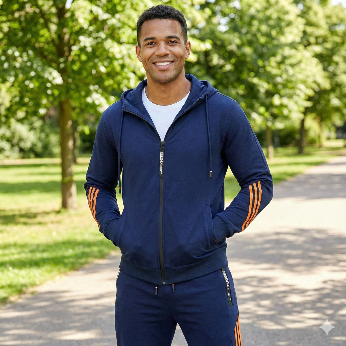 Survêtement homme deux pièces, sweat zippé à capuche et jogging