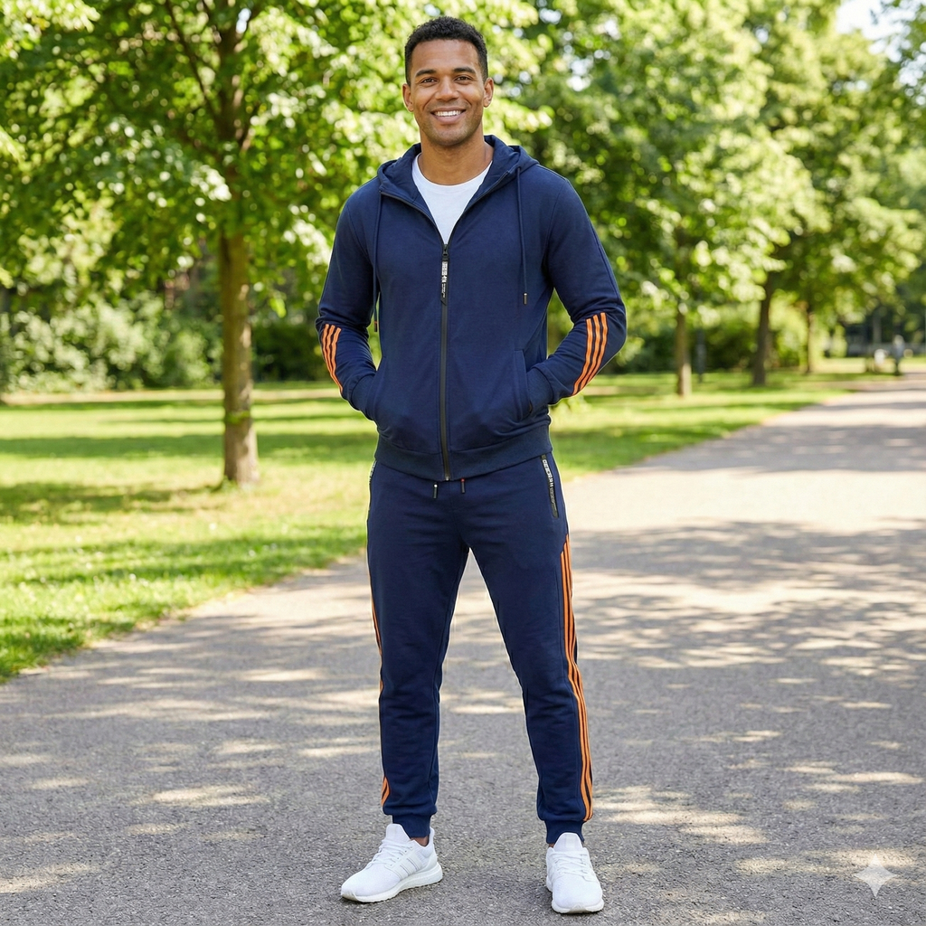Survêtement homme deux pièces, sweat zippé à capuche et jogging