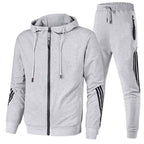 Survêtement homme deux pièces, sweat zippé à capuche et jogging, gris