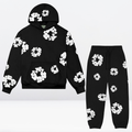 Survêtement mixte en coton, sweat à capuche et pantalon long, noir
