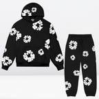 Survêtement mixte en coton, sweat à capuche et pantalon long, noir