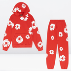 Survêtement mixte en coton, sweat à capuche et pantalon long, rouge