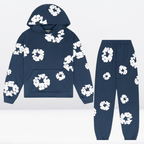 Survêtement mixte en coton, sweat à capuche et pantalon long, bleu