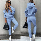 Ensemble survêtement femme à capuche, pantalon taille élastique, bleu
